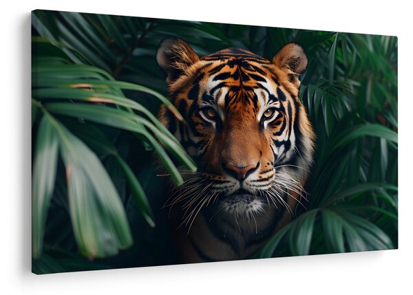 Obraz - Portrét tigra v džungli (90x60 cm)