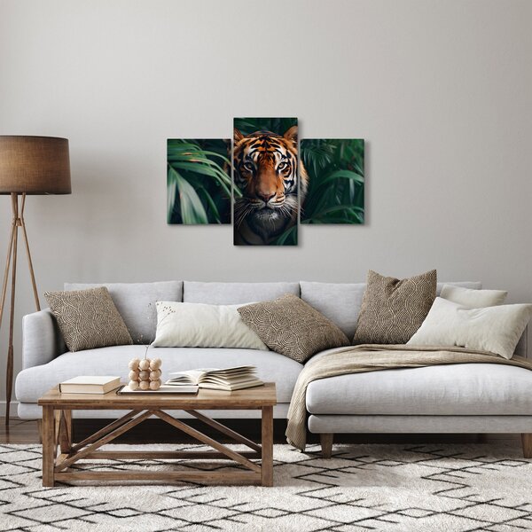 Obraz - Portrét tigra v džungli (90x60 cm)