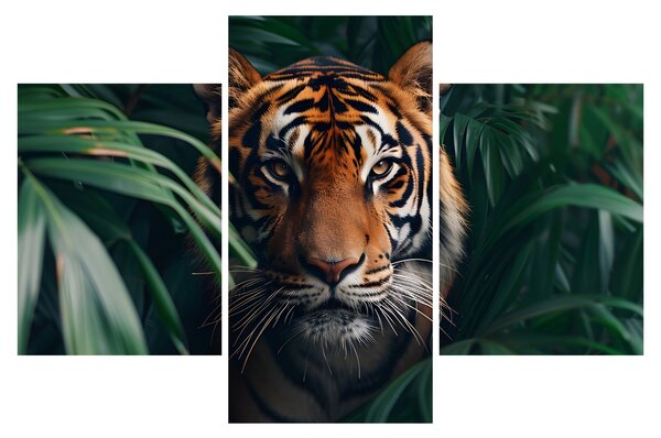 Obraz - Portrét tigra v džungli (90x60 cm)