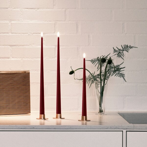 LED sviečka Taper 30 cm / 44/2 Deep wine – sada 2 ks