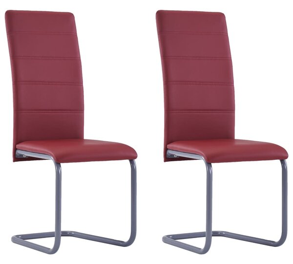 Jedálenské stoličky, perová kostra 2 ks, červené, umelá koža