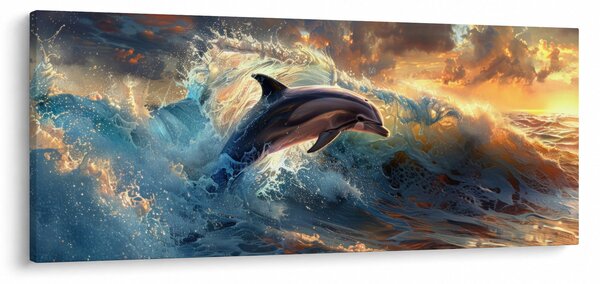 Obraz - Delfín, ilustrácie (120x50 cm)