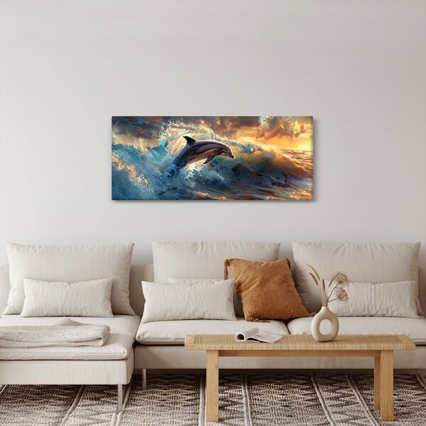 Obraz - Delfín, ilustrácie (120x50 cm)