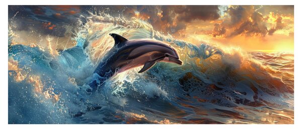 Obraz - Delfín, ilustrácie (120x50 cm)