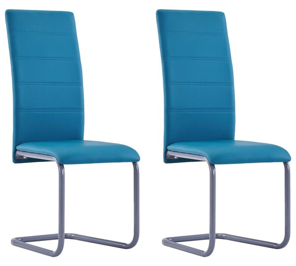 Jedálenské stoličky, perová kostra 2 ks, modré, umelá koža