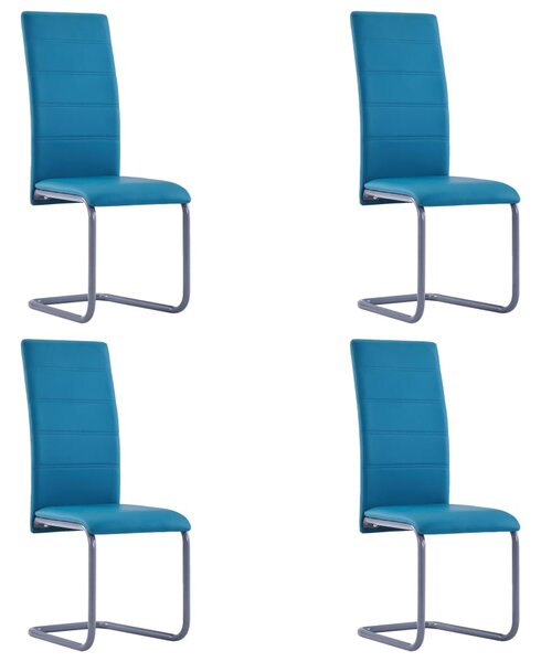 Jedálenské stoličky, perová kostra 4 ks, modré, umelá koža