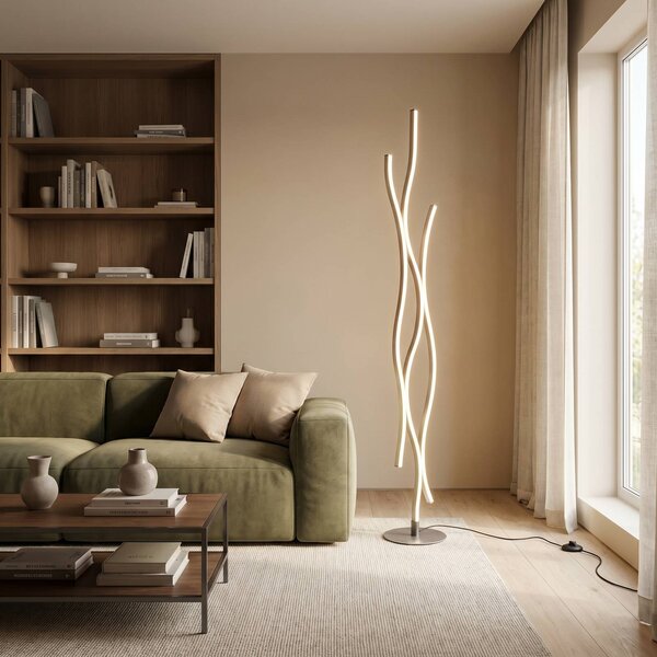 Trio Lighting Stojacia lampa Blaze LED so stmievačom, hliník, Hliník / sivá / zinok, Obývacia izba / jedáleň, kov, Moderný