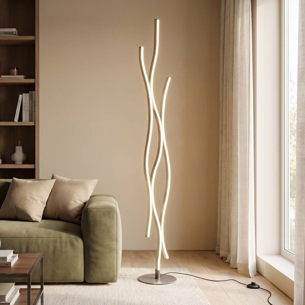 Trio Lighting Stojacia lampa Blaze LED so stmievačom, hliník, Hliník / sivá / zinok, Obývacia izba / jedáleň, kov, Moderný
