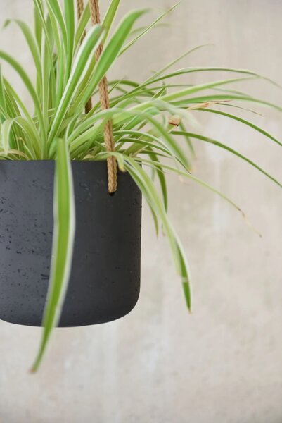 Závesný kvetináč PENDULO, sklolaminát, výška 15 cm, antracit