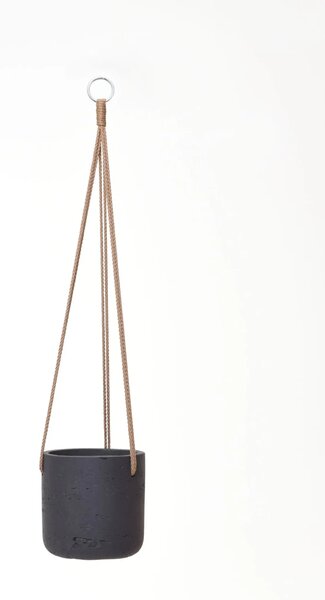 Závesný kvetináč PENDULO, sklolaminát, výška 15 cm, antracit
