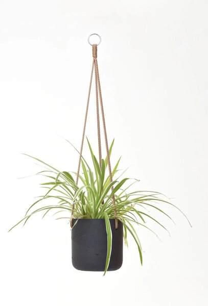 Závesný kvetináč PENDULO, sklolaminát, výška 15 cm, antracit