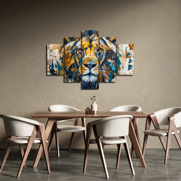 Obraz - Abstraktná olejomaľba s levom (150x105 cm)