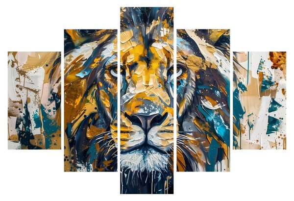 Obraz - Abstraktná olejomaľba s levom (150x105 cm)