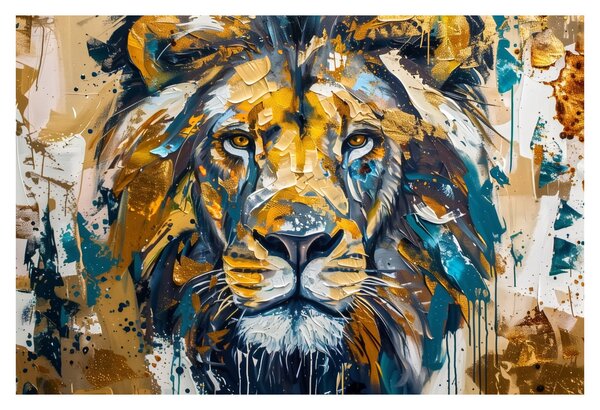 Obraz - Abstraktná olejomaľba s levom (90x60 cm)
