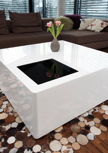KONFERENČNÝ STOLÍK, biela s vysokým leskom, sklo, kompozitné drevo, 100/100/40 cm Livetastic - Stolíky do obývačky, Online Only