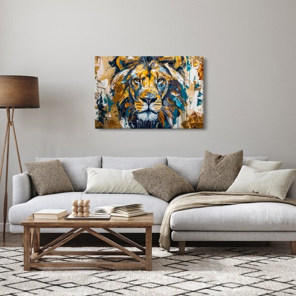 Obraz - Abstraktná olejomaľba s levom (90x60 cm)