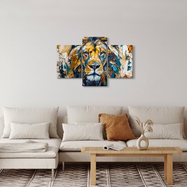 Obraz - Abstraktná olejomaľba s levom (90x60 cm)