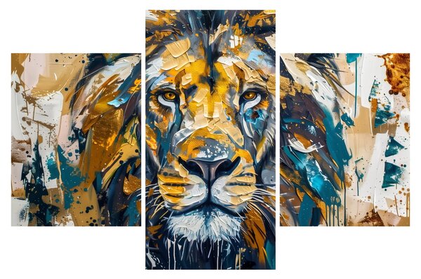 Obraz - Abstraktná olejomaľba s levom (90x60 cm)