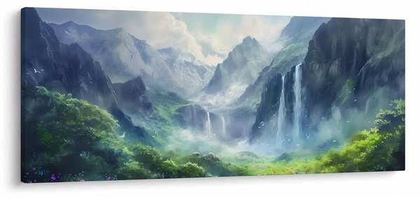 Obraz - Údolie vodopádov (120x50 cm)