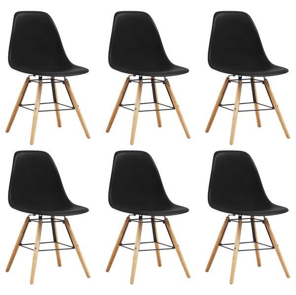 Jedálenské stoličky 6 ks, čierne, plast