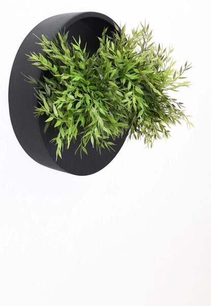 Kvetináč na stenu MURA, sklolaminát, Ø 40 cm, čierna