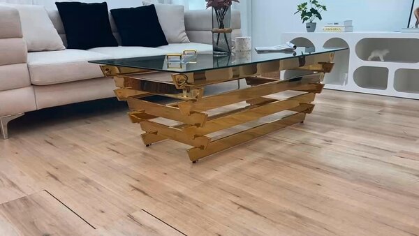 KONFERENČNÝ STOLÍK, číra, zlatá, sklo, 130/70/45 cm Livetastic - Stolíky do obývačky, Online Only