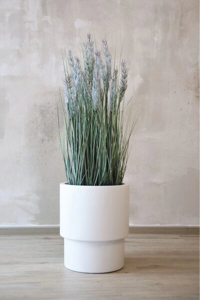Kvetináč ESCADA, sklolaminát, výška 40 cm, biely mat