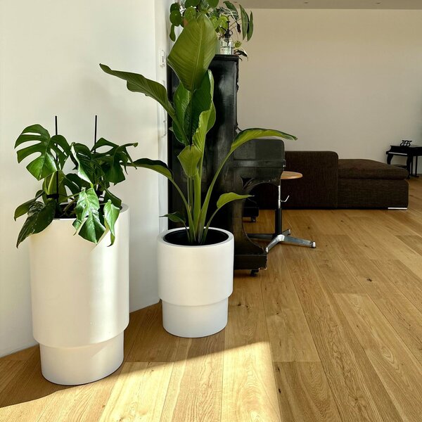 Kvetináč ESCADA, sklolaminát, výška 40 cm, biely mat