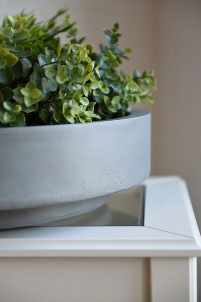 Kvetináč ESCADA LOW, sklolaminát, Ø 37 cm, sivá - beton design