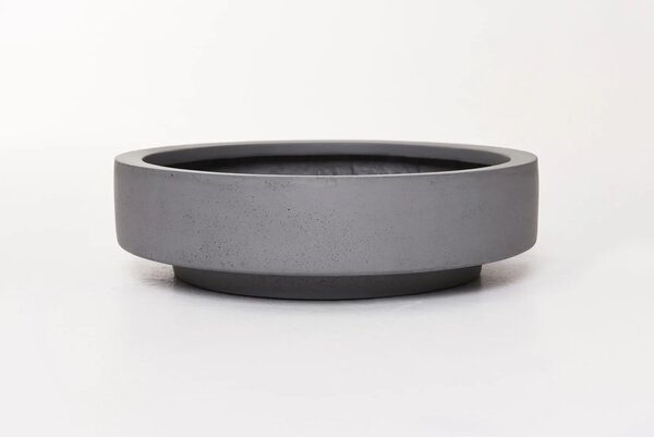 Kvetináč ESCADA LOW, sklolaminát, Ø 37 cm, sivá - beton design