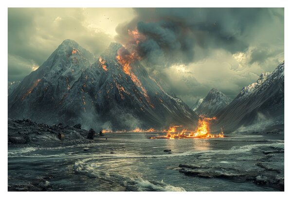 Obraz - Erupcia sopky (90x60 cm)