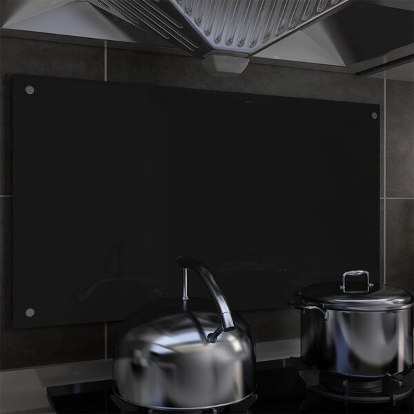 Kuchynská zástena, čierna 90x50 cm, tvrdené sklo