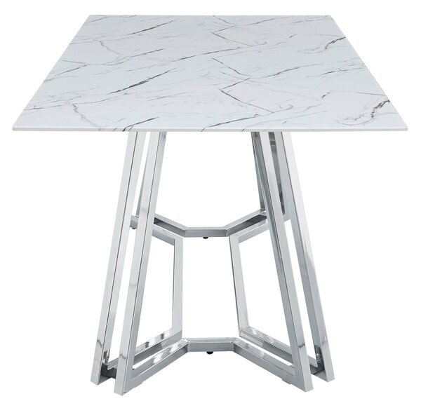 JEDÁLENSKÝ STÔL, biela, chrómová, 160/90/76 cm MID.YOU - Stoly, Online Only