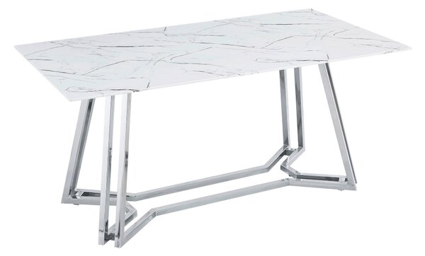 JEDÁLENSKÝ STÔL, biela, chrómová, 160/90/76 cm MID.YOU - Stoly, Online Only