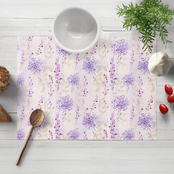 Biante Dekoračné prestieranie na stôl PML-069 Fialové kvety na bielom 30x40 cm