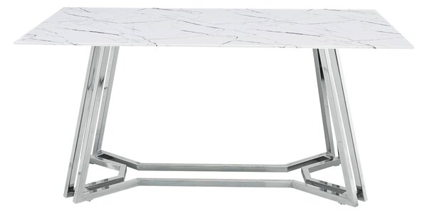 JEDÁLENSKÝ STÔL, biela, chrómová, 160/90/76 cm MID.YOU - Stoly, Online Only