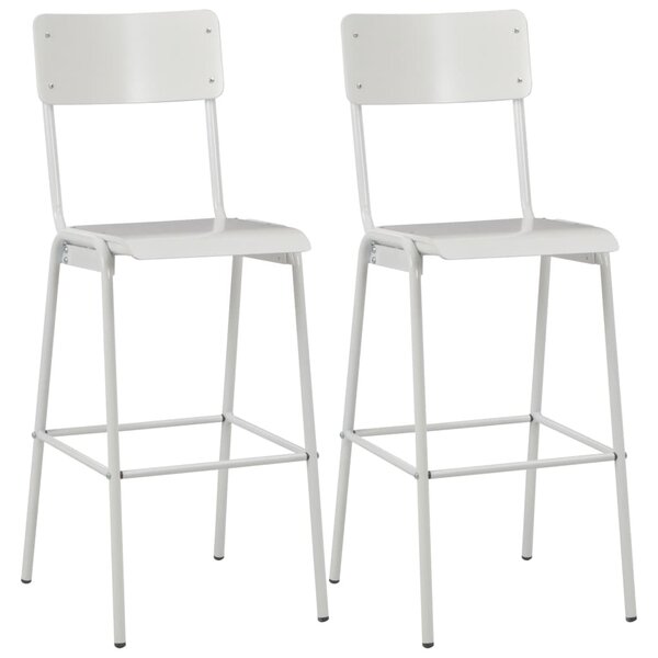 Barové stoličky 2 ks, biele, masívna preglejka a oceľ
