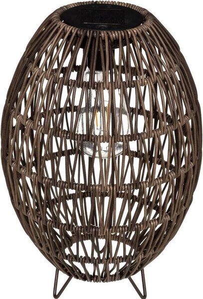 Solárny lampáš, pletený, Ø 21 cm, hnedý