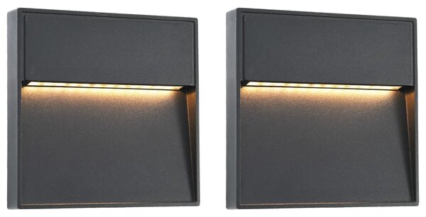 Vonkajšie nástenné LED svietidlá 2 ks, 3 W, čierne, štvorcové