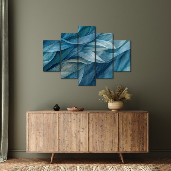 Obraz - Modrobiele vlnky (150x105 cm)
