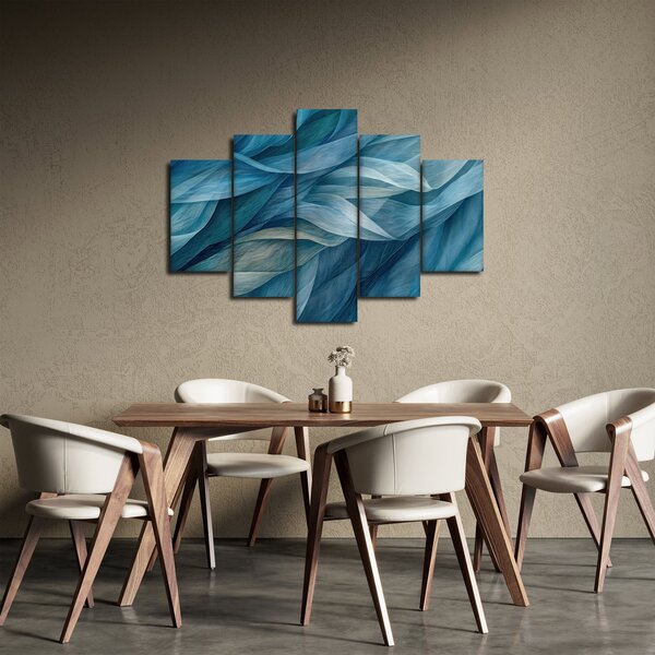 Obraz - Modrobiele vlnky (150x105 cm)