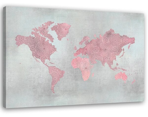 Obraz na plátne Ružová mapa kontinentov - Andrea Haase Rozmery: 60 x 40 cm