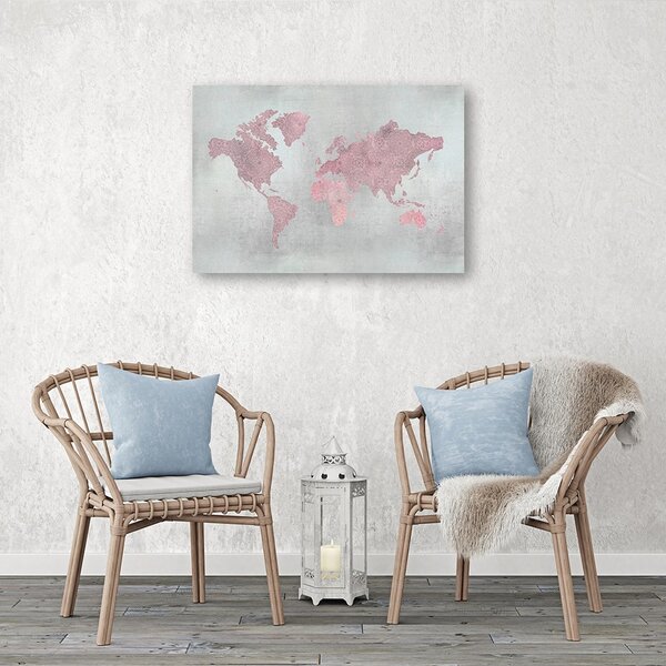 Obraz na plátne Ružová mapa kontinentov - Andrea Haase Rozmery: 60 x 40 cm