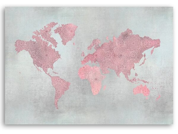 Obraz na plátne Ružová mapa kontinentov - Andrea Haase Rozmery: 60 x 40 cm