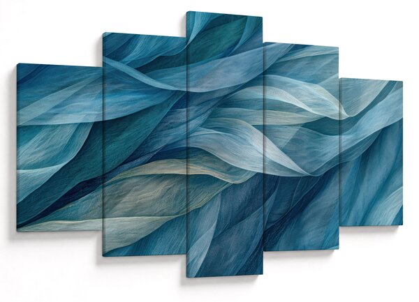 Obraz - Modrobiele vlnky (150x105 cm)