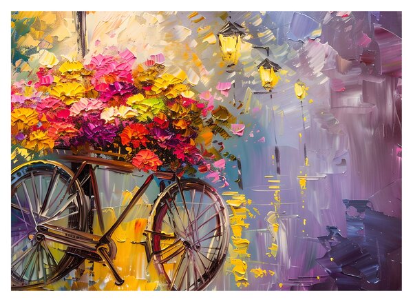 Obraz - Bicykel s kvetmi (70x50 cm)