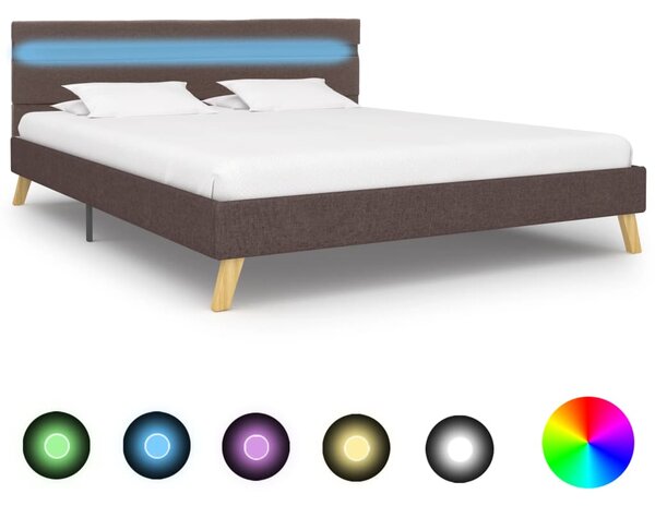 Rám postele s LED svetlom sivohnedý 120x200 cm látkový