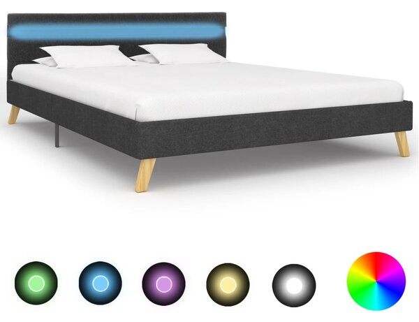 Rám postele s LED svetlom tmavosivý 160x200 cm látkový