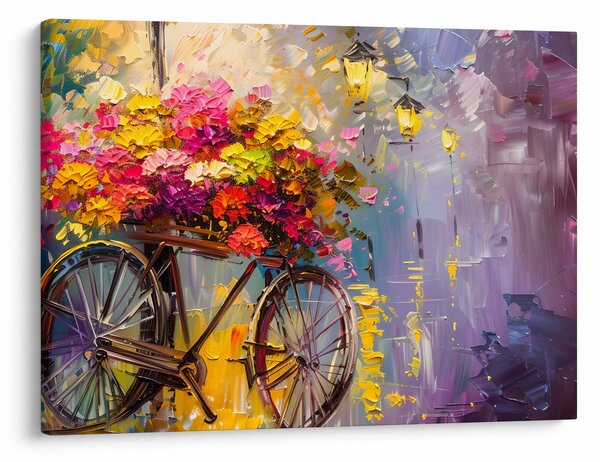 Obraz - Bicykel s kvetmi (70x50 cm)