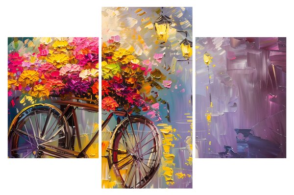 Obraz - Bicykel s kvetmi (90x60 cm)